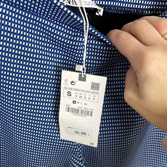 New with tags size small Zara blue, black, and white zip bottom pants - Picture 4 of 6